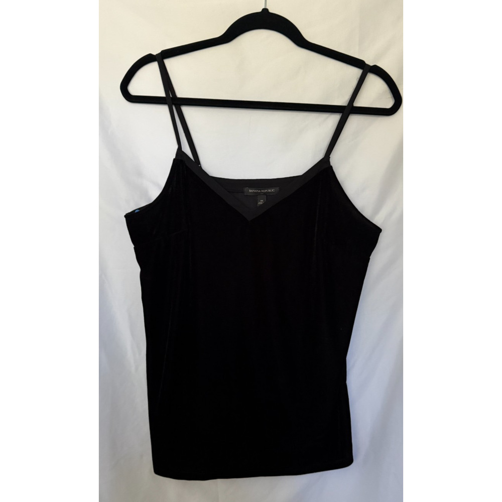 Y2K Banana Republic Velvet Camisole Black V Neck Whimsigoth Dark Romantic Fairy - Picture 1 of 8